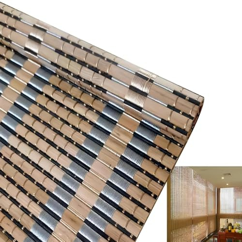 Eiauiuo Natural Bamboo Roller Blind, UV Protection, Translucent Roman Side Pull Blind For Windows & Doors, Privacy Screen, Soundproofing For Terrace & Garden(Width 60cm,High 120cm)