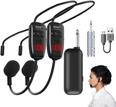 Kabelloses Headset-Mikrofon – wiederaufladbares Hand- und Kopfmikrofon für Fitness, Unterricht und DJ-Events | UHF-Wireless-Technologie, klarer Klang, perfekt für Hochzeiten, Partys, Reden und Kurse
