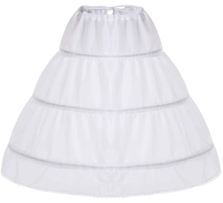 Enagua para niña con 3 aros de aro para niña, falda de crinolina, falda de encaje blanco, falda de encaje para niñas, a, 12-13 años