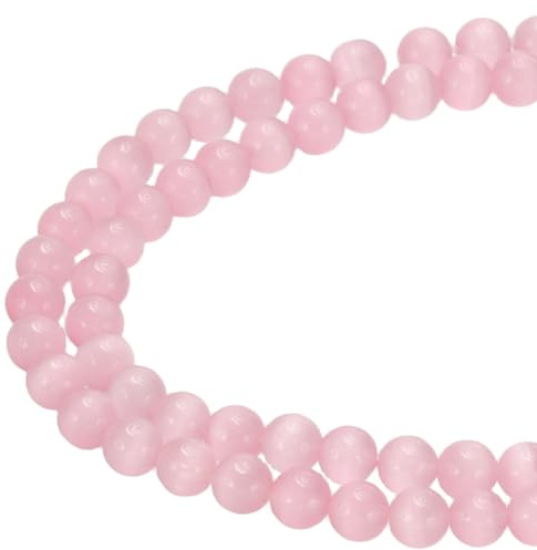 PATIKIL 2 Filati Perle Sciolte In Quarzo Trasparente Naturale 6 mm Rosa