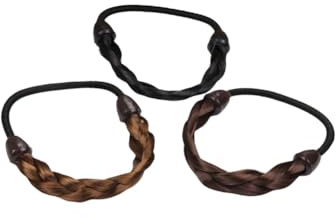 3Pcs Wig Hair Band Elastic Braided Headband Wig Hair Elastic Rope Ponytail Holders for Women(3 Colors)