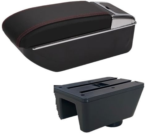 Reposabrazos Caja Para Seat Para Ibiza 6j Para Ibiza 6L Caja De Reposabrazos Para Coche Caja De Almacenamiento Para Automóvil Piezas Accesorios Interiores Para Coche(D1 Black red No USB)