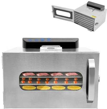 Déshydrateur alimentaire en acier inoxydable 6 étages 400 W, régulateur de température de 30-90 °C, fonction minuterie 24h, congélateur pour fruits, viande, fruits, sèche-linge et légumes