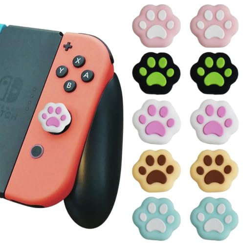 10 Pièces Capuchons Joystick Compatibles pour Switch,Capuchons en Silicone Souple en Forme de Patte de Chat,Manette Analogique en Silicone Souple,adapté à Switch/OLED/Lite