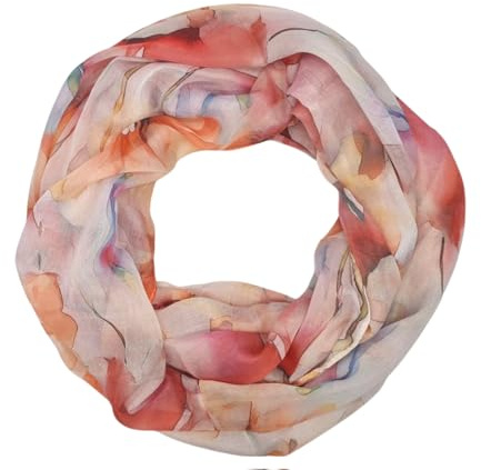 zarolo Écharpe tube pour femme avec fleurs, papillons, coquillages, écharpe fine et légère, en viscose / coton doux, Orange, taille unique