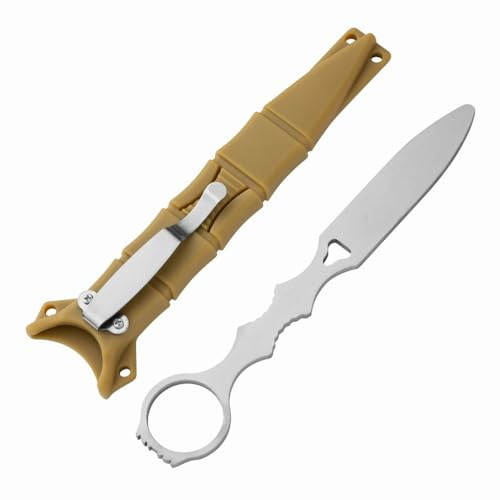 Amacigana Trainingsmesser mit feststehender Klinge aus 440C Stahl, ungeschärft, für Trainingszwecke, mit Scheide