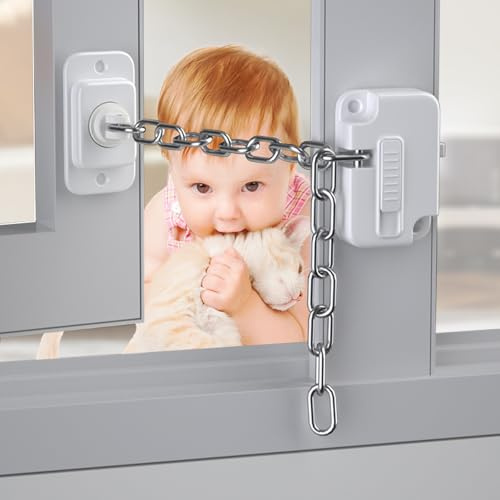2 PCS Window Locks for UPVC Windows, Self-Adhesive Window Restrictor Locks for Child Pets Safety, Adjustable Ventilation Window Lock, No Drill, for UPVC, Wooden, Sliding Windows, Doors & Cabinets