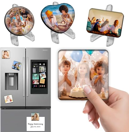 Individueller Kühlschrankmagnet mit Ihrem Foto – Kristall-Kühlschrankmagnete – Personalisierte Kühlschrankmagnete mit Bild für Home-Office-Schränke, Hochzeiten (Kristall, Quadratisch)