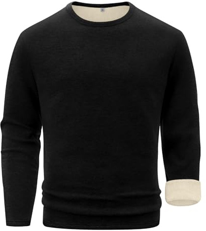 Sailwind Mens Wool Base Layer Long Sleeve Undershirts Crewneck Thermal Shirt Black
