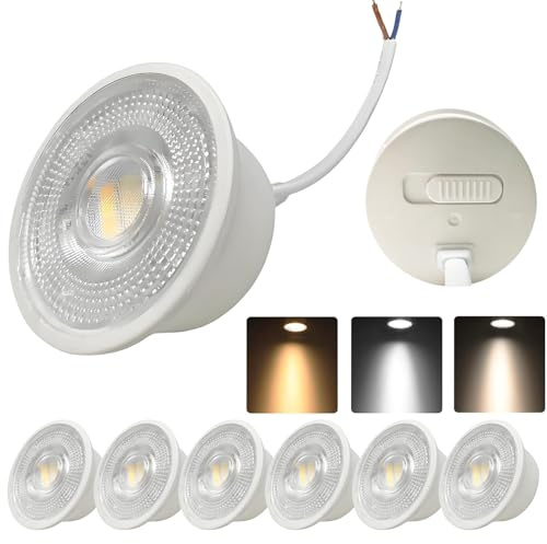 HUAMu LED Modul Ultra Flach ø50x23mm für Einbaustrahler, 7W 700lm 45° 165V-265V, Warmweiß Neutralweiß Kaltweiß, Ersetzt GU10 MR16 Leuchtmittel, Flackerfrei, IP44 Wasserdicht, 6 Stück