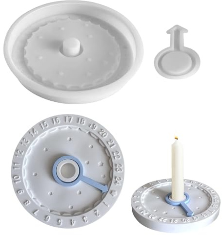 Gießformen Silikon Adventskranz, Silikonformen Gießformen Weihnachten Adventskalender, DIY Silikonform Weihnachten Countdown Gips zum Gießen, Silikonform Adventskalender für Weihnachtsdeko Kerzen (A)