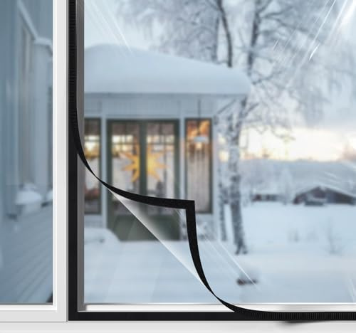 BKSAI Fenster Folie Thermofolie Fenster gegen Kälte 7-fache Stärke Kälteschutzfolie Thermo Cover Transparente Wärmedämmung Gegen Kondenswasser Zuschneidbar (170X150CM)