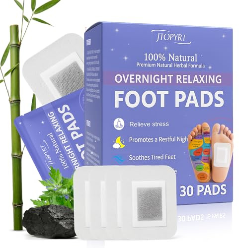Jtopyrt Natural Deep Cleansing Foot Pads: Gentle Cleaning Tired Feet Patches with Bamboo & Charcoal for Relieving Body Fatigue and Restful Sleep Overnight - 30 Pads