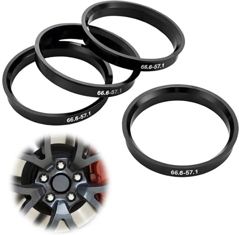 QYHON Zentrierringe 66,6 auf 57,1 mm, 4er-Set, Kunststoff schwarz