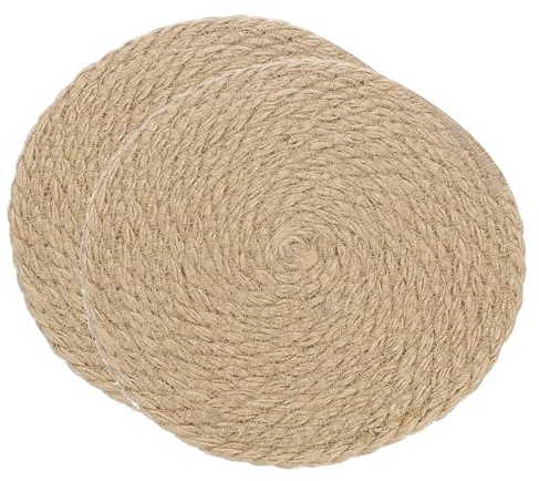 QUARKZMAN Sottopiatti In Iuta, 2 Pezzi 18 x 18 Cm Rotondi Sottopiatti Intrecciati, Sottopentola Naturale In Iuta Intrecciata Per Top Cucina, Tavolo, Decorazione Casa (Marrone)