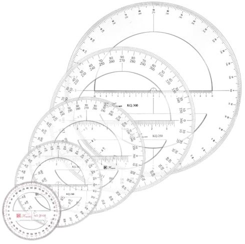 OLYCRAFT 5 Pack rapporteur 360 degrés 10/15/20/25/30cm rapporteur plastique clair ensemble géométrie ronde règle rapporteur mathématique outil de dessin et de dessin mesure d’angle