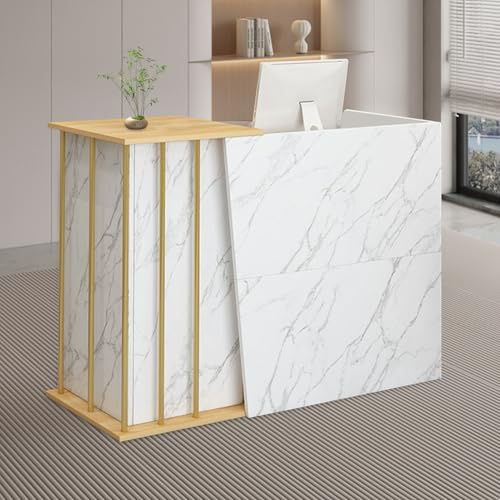 GAOXIAO Kassentheke Schmal, Empfangstheke Rezeptionstheken Empfangstresen, Verkaufstresen aus Holz mit Stauraum Langer Kassentisch Theke für Büro Friseursalon Kosmetikstudio B 100 cm