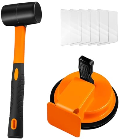 Boden Reparatur Kit mit Saugnapf | Laminat Reparaturset | Vinyl Reparaturset Inkl Gummihammer & 5 Ersatz-Klebepads | FloorGap Fixer Tool | Werkzeug Fixieren Bodenlücken für Parkett, Holz