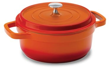 Hercules 6 Quart Cast Aluminum Oval Dutch Oven Pot with Lid, 31cm Non-Stick Ceramic Interior Casserole with two handles, Orange ( PA9000-31L)