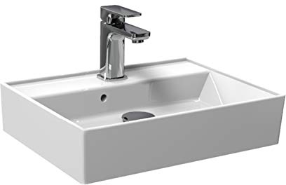 Aqua Bagno | Modernes Waschbecken aus Keramik hängender Waschtisch Aufsatzwaschbecken Handwaschbecken | 50 cm breit