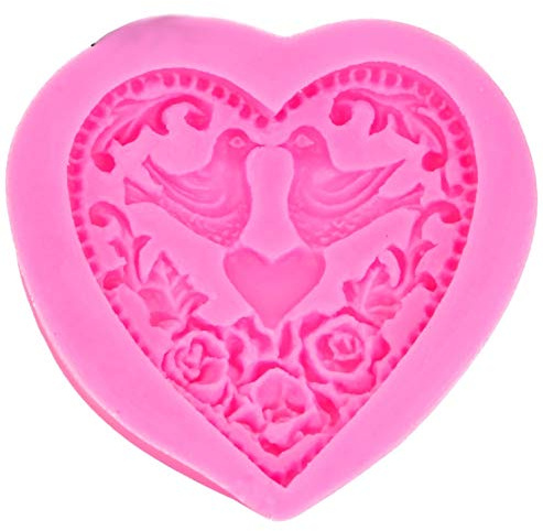 Silikonform lebensmittelecht SA151 Herz Tauben Zuckerpaste Geschenkidee Weihnachten Geburtstag Party Hochzeit Liebe Torte Taufe Tortendesign