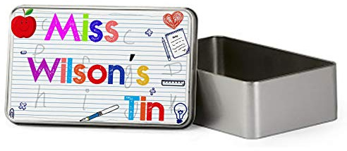 Getagift Personalised Teachers ANY NAME idea Birthday/Christmas inspired Rectangular Metal Tin Storage Box.