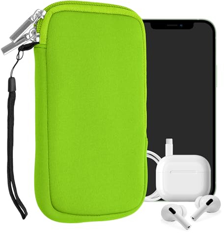 kwmobile Estuche de Neopreno Universal para Smartphone - Funda Protectora con Cremallera para L - 6,5 Verde neón