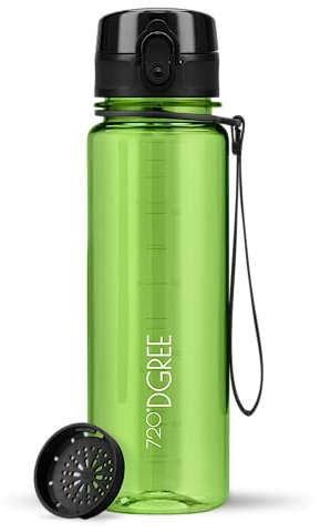 720°DGREE Kinder Trinkflasche 500ml “uberBottle“ crystalClear +Sieb - BPA-Frei, Auslaufsicher - Für Schule, Sport, Fitness - Schmale Wasserflasche aus Tritan - Leicht, Stoßfest, Wiederverwendbar