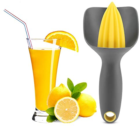 Presse-agrumes manuel ergonomique pour presser les oranges, les pamplemousses, les citrons et les citrons verts – Poignée ergonomique et base antidérapante pour la cuisine domestique (gris foncé)