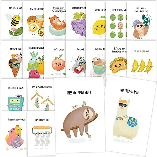 40 divertidas tarjetas postales Punny Punny, paquete de postales para amigos, familiares, niños, estudiantes, profesores, saludos, gracias o te extraño con animales divertidos y tarjetas de notas de