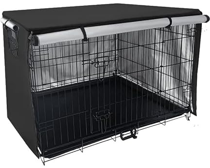 Abdeckung für Hundekäfige, langlebig, winddicht und staubdicht, für drinnen und draußen, für Hundekäfige, Haustierzubehör, passend für die meisten Hundekäfige (schwarz, 78 x 50 x 53 cm)