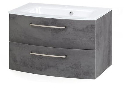 Waschtisch Stivan 80 cm mit Waschbecken weiß – Beton