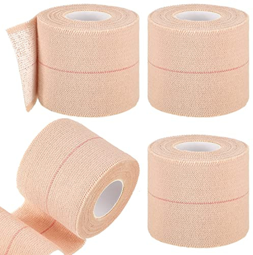 4 Rolls Elastic Tape Adhesive Elastic Tape Self Adhesive Bandage Wrap Flexible Stretch Bandages for Sports Ankle, Knee and Wrist Animal Pets, 5 Yard