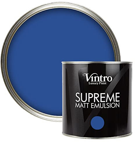 Vintro | Luxury Matt Emulsion | Smooth Chalky Finish | Multi Surface Paint | for Walls, Ceilings, Wood and Metal 2.5L (Cobalt Blue, 2.5 Litre)