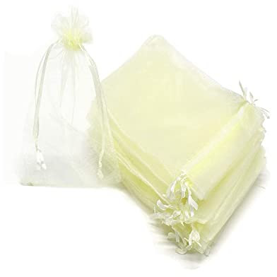 Wanfoou 100 Piezas Bolsitas de Organza, Bolsas para Envoltura de Joyas, Bolsa de Organza, Bolsas de Organza de Regalo con Cordón para Boda Favores Joyas y Dulces (10cm X 15cm)