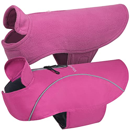 VIVAGLORY 3-in-1-Hundemäntel mit Fleecefutter, Reflektierend Wasserfest Hundemantel für kaltes Wetters, Windjacke, Warmer Pullover mit Leinenportal, Hunde Wintermäntel für Kleine Hunde