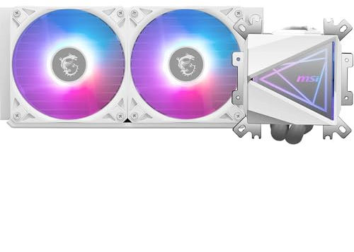 MSI MAG CORELIQUID I240 WHITE AIO Refrigeración líquida, Colplate ampliada, ventiladores ARGB Blockhead y LDB, radiador de flujo dividido, Mystic Light, Compatible con Intel y AMD