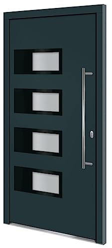 Porte d entrée Anthracite 100x200 cm Aluminium et PVC