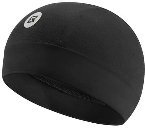 ROCKBROS Fahrrad Unterziehmütze Sommer UV Schutz UPF 50+ Fahrradkappe Unterhelm Mütze Atmungsaktive und Schnelltrocknende Kopfbedeckung Cycling Cap für Outdoor Sports Radfahren Unisex Schwarz