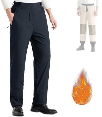 EYESLA Herren-Thermohose mit dickem, flauschigem Futter – gefütterte, beheizte Knieschützer, Winddichte Outdoor-Ski-Jogginghose (Color : Navy, Size : 6X-Large)