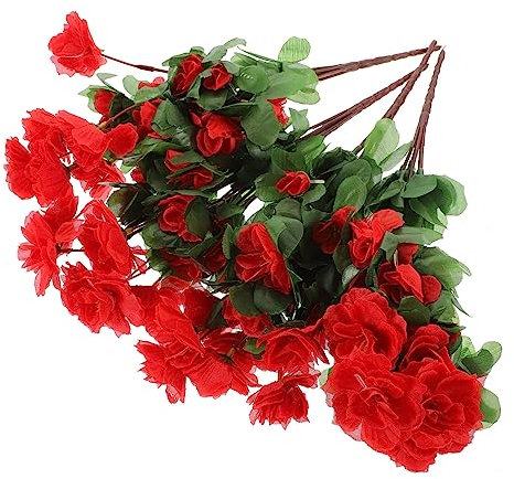 LIFKOME 4 Stück Große Rote Blumensimulation Weihnachtsstern Garten Dekorative Topfpflanze 2 Stück (7 Weihnachtssterne 21 Blätter) Künstlicher Rhododendron Eisendraht Seidenblume Braut