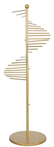 EATAN Spiral-Schalständer, Gold: Freistehender Kleiderbügel, Organizer-Halter für Schlafzimmer, Bekleidungsgeschäfte, 28/30 Haken, 170 cm hoch, Metall (Eisen)