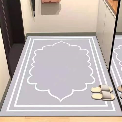 RUGMRZ Vorhänge Schlafzimmer Terassenteppich Grau Geometrisches Design Schlafzimmer Teppich Wohnzimmer Teppich Waschbar Wohnzimmers Teppichs 70X140CM