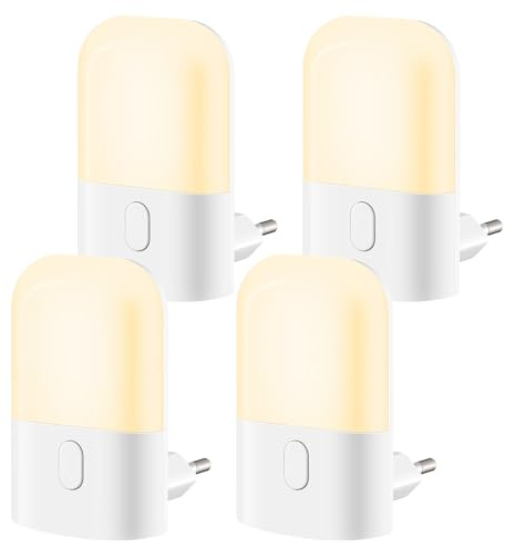 CandLuc Elektrisches Nachtlicht für Kinder mit Dämmerungssensor, 3 Helligkeitsstufen, 2700 K, Warmweiß, für Kinderzimmer, Küche, Flur, Treppe, Wohnzimmer