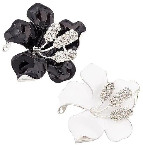 SUPERFINDINGS 2 pezzo 2 colori Strass Fiore Spilla Spilla Classica Cristallo Floreale Spilla Grandi Fiori Orchidea Spilla Spille Vintage Ispirato Spilla per Il Banchetto di Nozze Regali