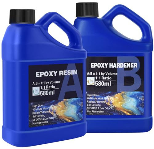 ZQSSmlied Epoxy Resin Kit 1160ml - Crystal Clear Resin and Hardener Resin Epoxy kit,No Yellowing, No Bubbles Casting with Mixing Sticks and Cups, Best for DIY, Crafts, Beginners, Easy Mix 1:1 Ratio