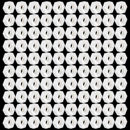 Lyeteung 100 PCS M4 Metric Thread Hexagon Fastener, Nylon Hex Nuts, Metric Coarse Thread Hexagon Nuts, White