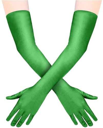 Quelcc Handschuhe Lang, 1 Paar Handschuhe Elegant Damen, Satin Classic Abendhandschuhe, 1920er Handschuhe für Classic Opera Party HalloweenKarneval Kostüm…