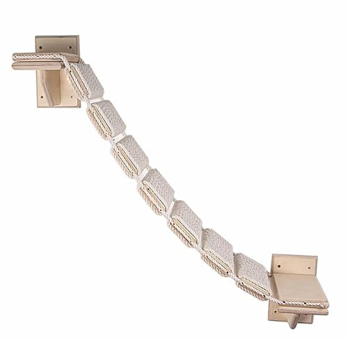PurezmMoto Wall Mounted Cat Shelves,39.37in Cat Floating Steps,Sisal Rope Wood Cat Shelf,Cat Wall Perch,Cat Climber Ladder Tree Shelf,Interior Cat Wall Furniture,Cat Hammock Bed