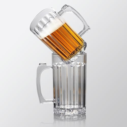Chopes À Bière Classiques Incassables,En Plastique Incassable,Chopes À Bière Congelables Pour Les Bars,Le Vin Grandes Chopes À Boire,Ensemble De Chopes À Bière Classiques (Ensemble De 2)